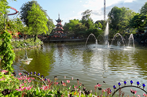 A view of the pond in Tivoli Gardens