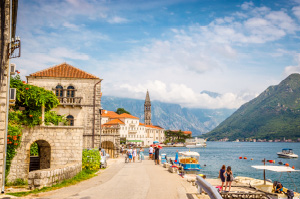 The bay of Kotor, with St John's Fortress in the background.