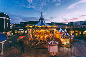 An operational merry-go-round in Fisherman's Wharf in San Francisco.