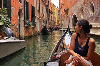 Topdeck travelers in Venice