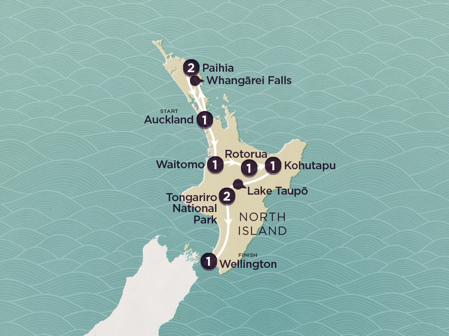 tourhub | Topdeck | Delve Deep: New Zealand North Island 2024-25 | Tour Map