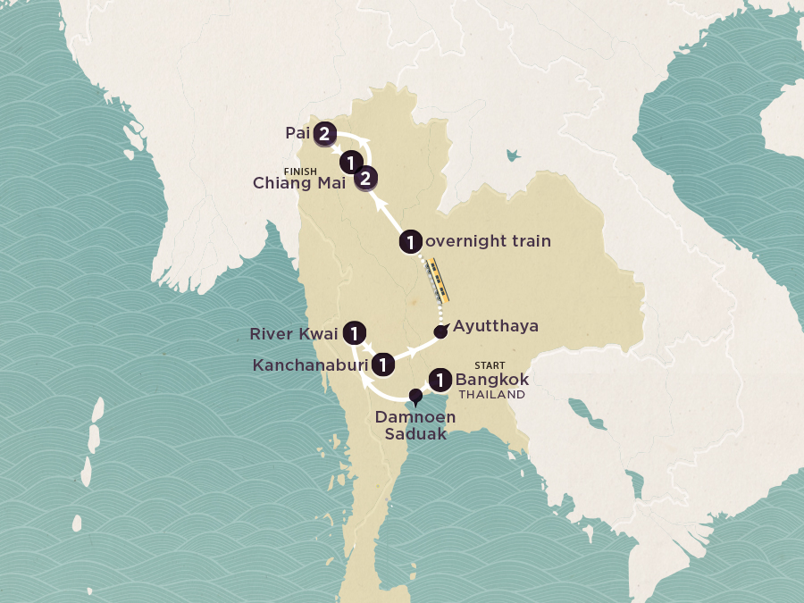 tourhub | Topdeck | Delve Deep: Northern Thailand 2025-26 | Tour Map