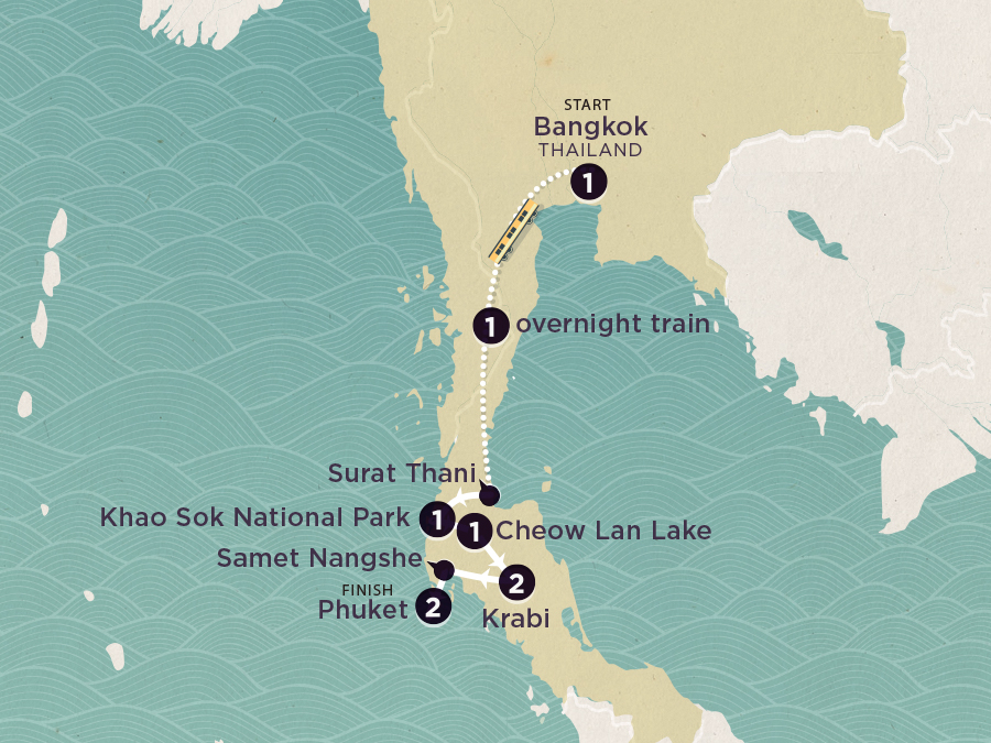 tourhub | Topdeck | Delve Deep: Southern Thailand 2025-26 | Tour Map