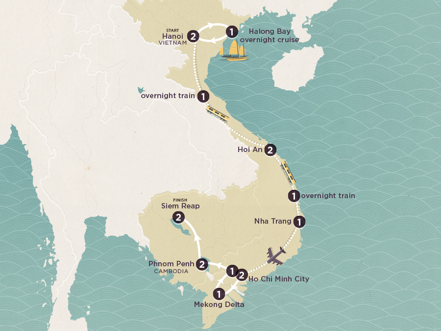 tourhub | Topdeck | Delve Deep: Vietnam & Cambodia 2025-26 | Tour Map