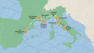 Barcelona to Rome: Mediterranean Magic Map