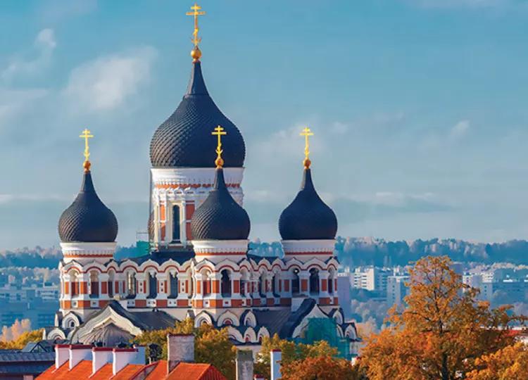 A landscape view of the Alexander Nevsky Cathedral.