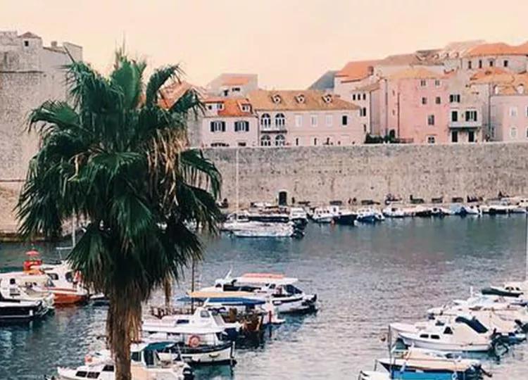 Boats line the cove of Dubrovnik.