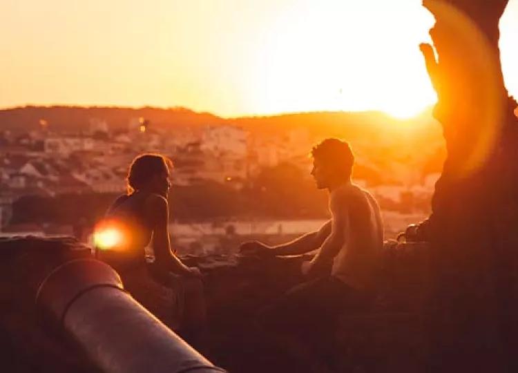 Group enjoying sunset 