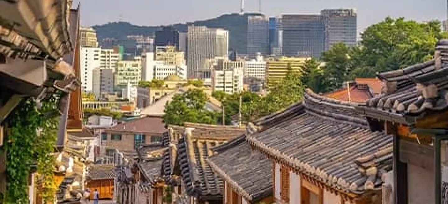 View of Bukchon Hanok Village in Seoul.