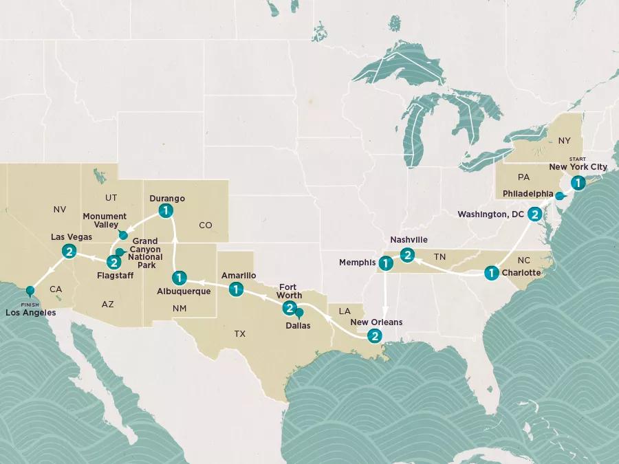 Get Social: USA East to West 2025-26 map.