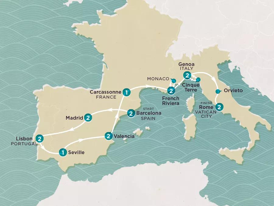 Get Social: Southern Europe Highlights 2025 map.