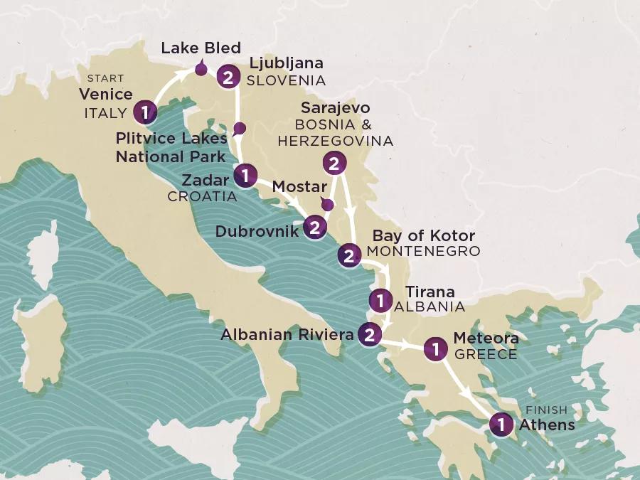 Play & Pause: Southeastern Europe Highlights 2025 map.